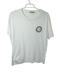 Versace Jeans White Graphic Logo T-Shirt Mens Medallion Print Crew Neck Tee